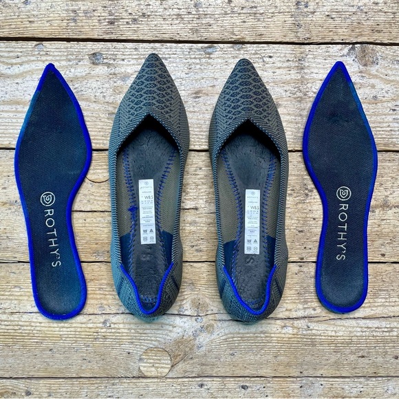 Rothy’s The Point Flats Walnut Python Brown Black Knit Sz 8.5 Retired Rare - Picture 10 of 11